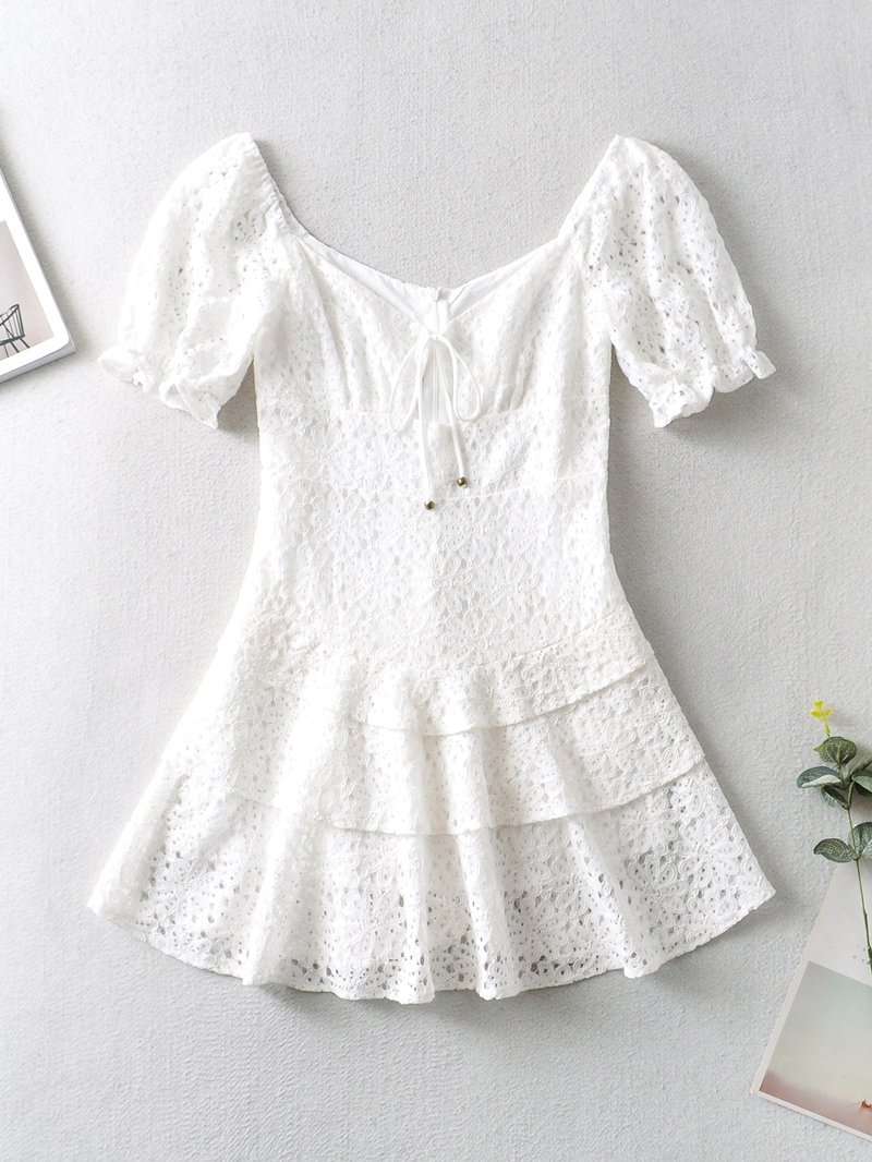Lace Trim A-Line Dress