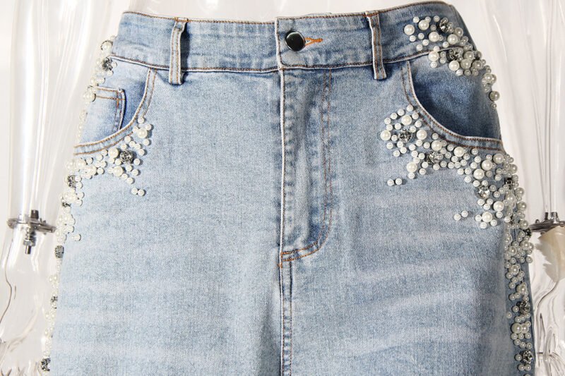 Beaded Straight Jeans