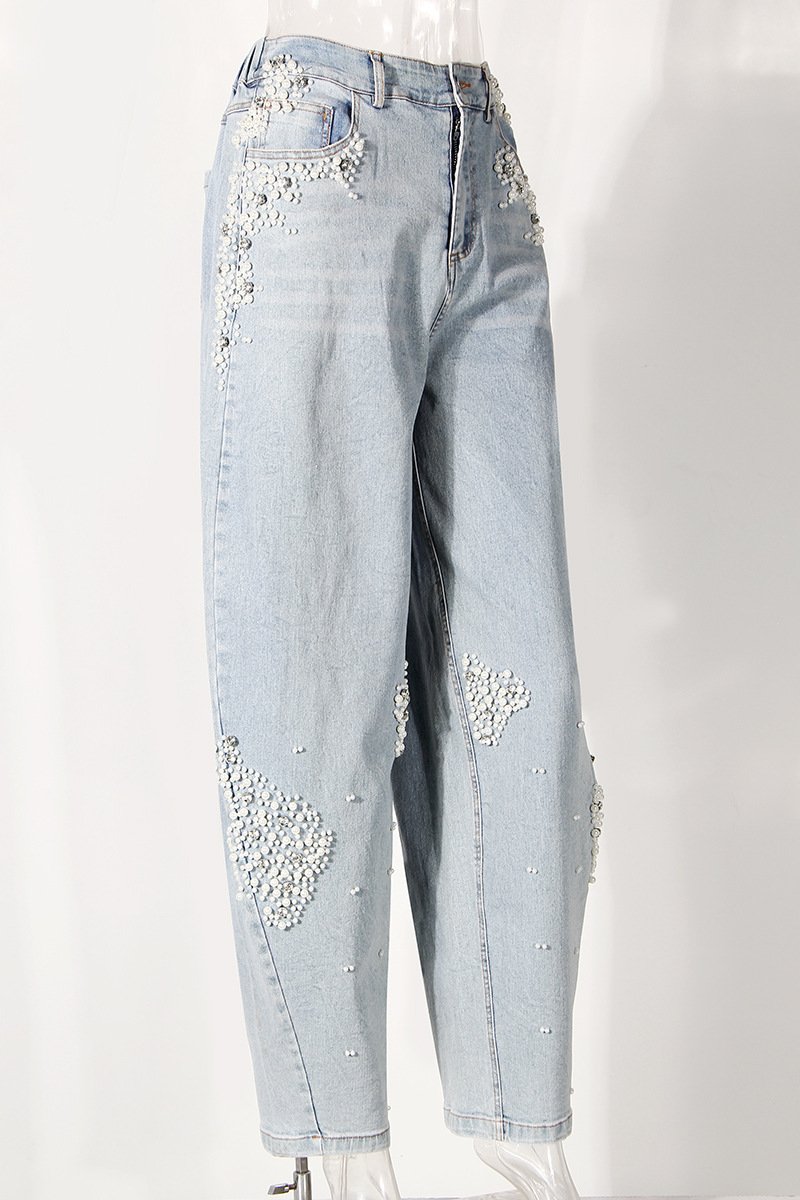 Beaded Straight Jeans