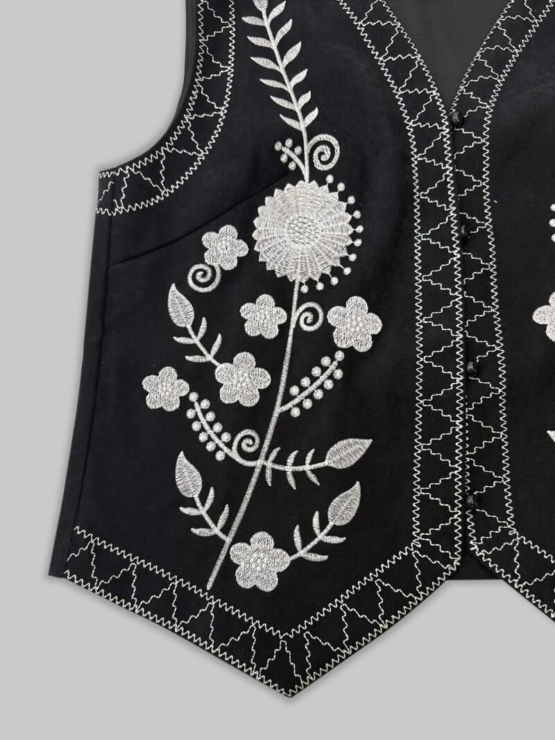 Embroidered Cardigan Vest