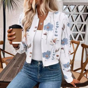 Floral Zip Cropped Jacket