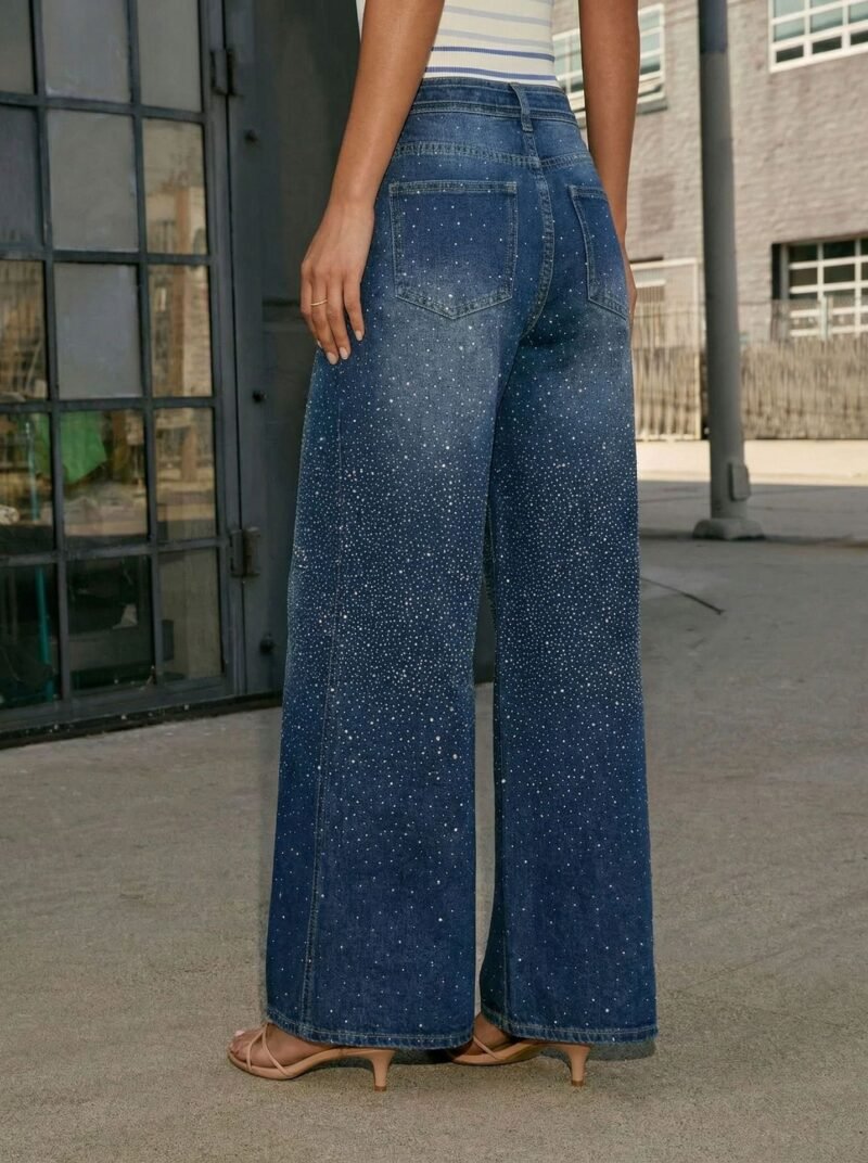 Rhinestone Wide Leg Jeans