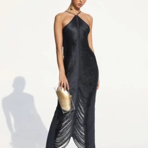 Fringe Halter Maxi Dress