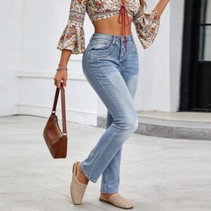 High Waist Straight Leg Jeans