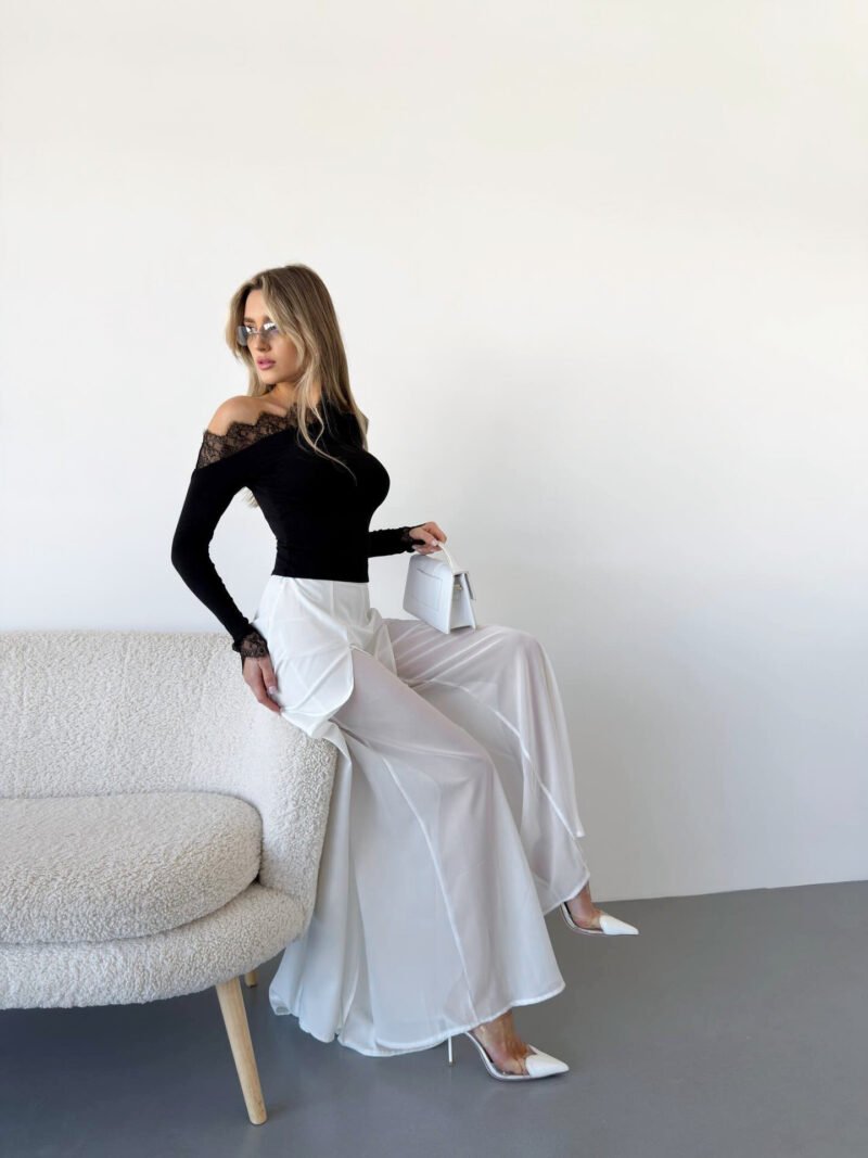 Sheer Mesh Wide Leg Pants