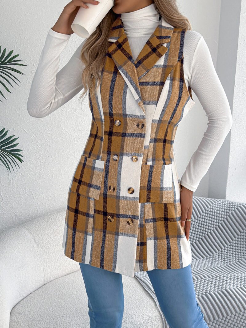 Plaid Double Breasted Vest