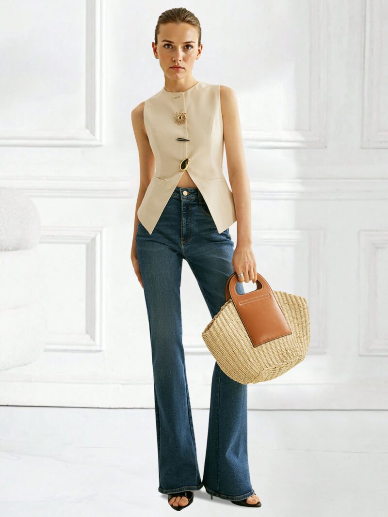 Sleeveless Button Vest Jacket