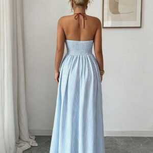 Striped Halter Maxi Dress
