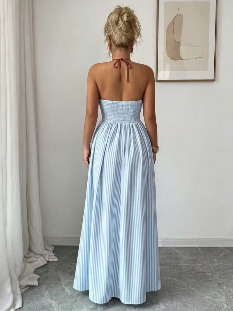 Striped Halter Maxi Dress
