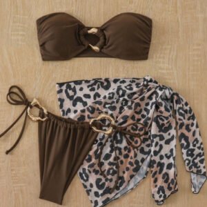 Animal Print Three Piece Swimsuit