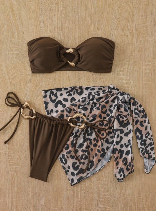 Animal Print Three Piece Swimsuit