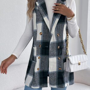 Plaid Double Breasted Vest