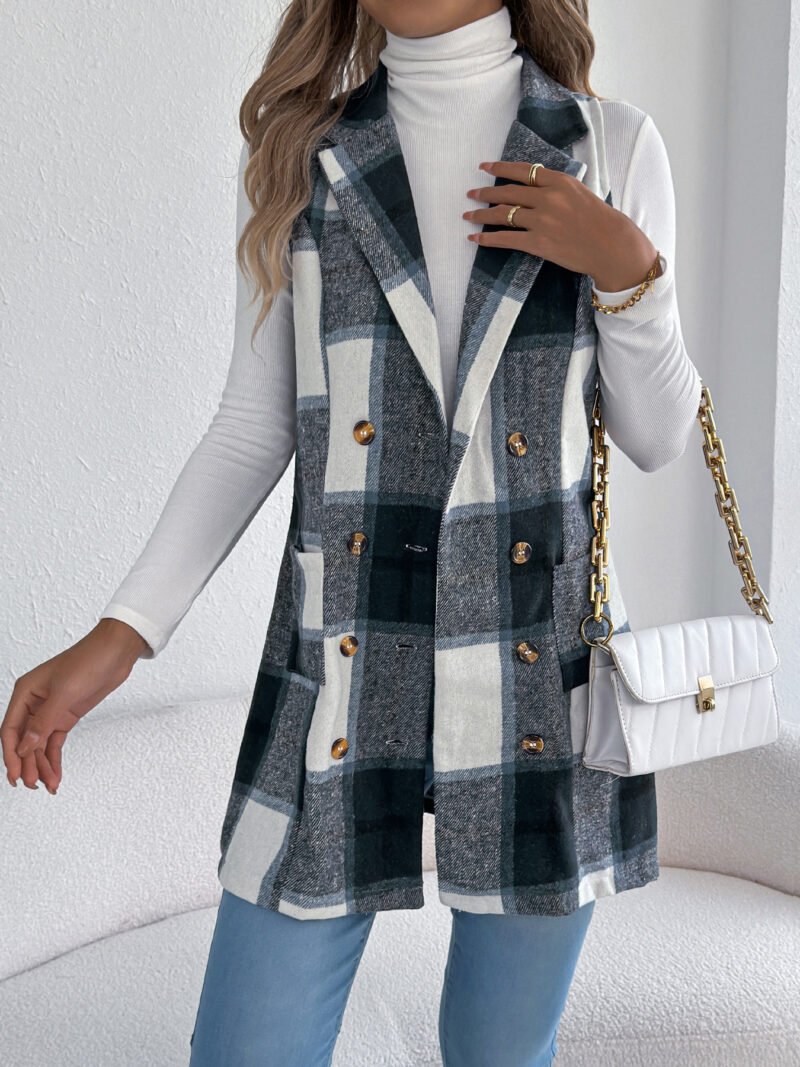 Plaid Double Breasted Vest
