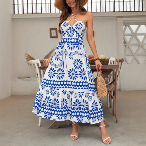 Halter Smocked Midi Dress