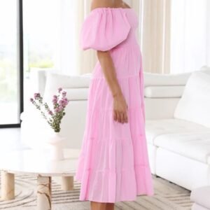 Smocked Off-Shoulder Maxi Dress