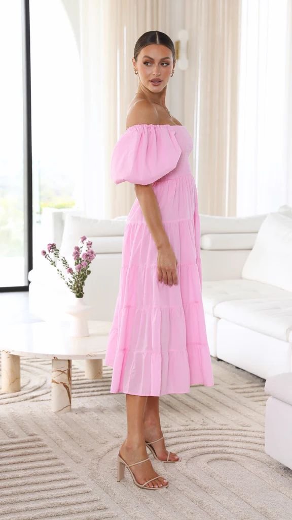 Smocked Off-Shoulder Maxi Dress