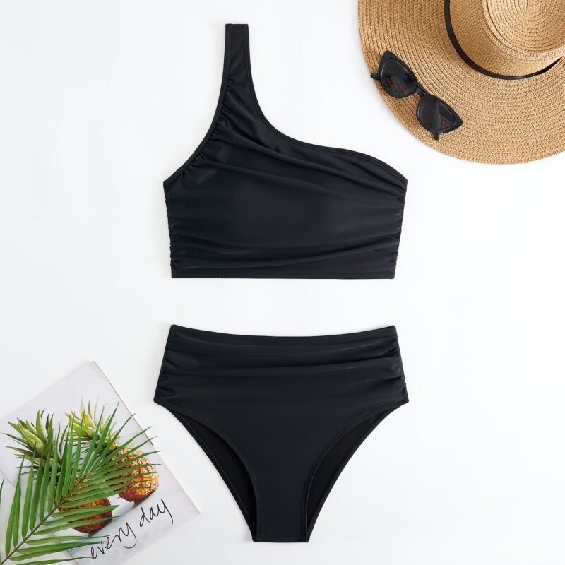 Asymmetric Ruched Bikini Set