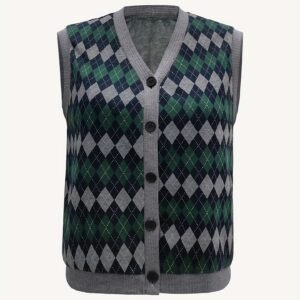Button Jacquard Knit Vest