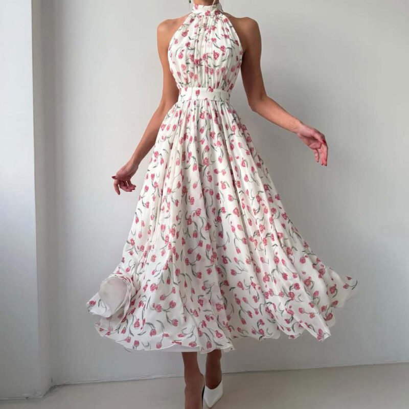 Halter Floral Maxi Dress