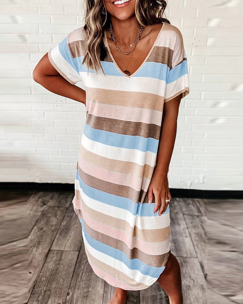 Striped Loose Midi Dress