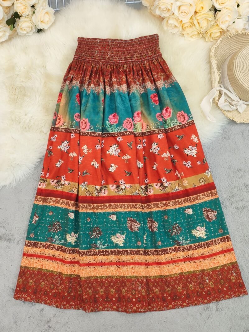 Printed High Waist Maxi Skirt