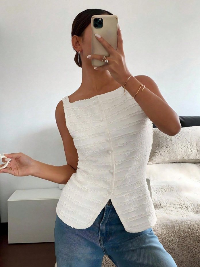 Single Breasted Sleeveless Vest