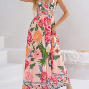 Backless Tie Waist Maxi Dress