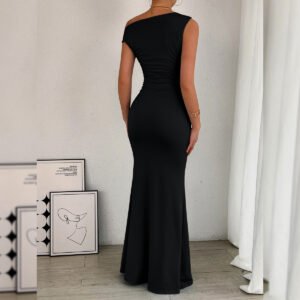 Asymmetric Ruched Maxi Dress