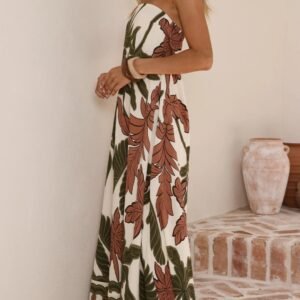 Printed Strapless Maxi Dress