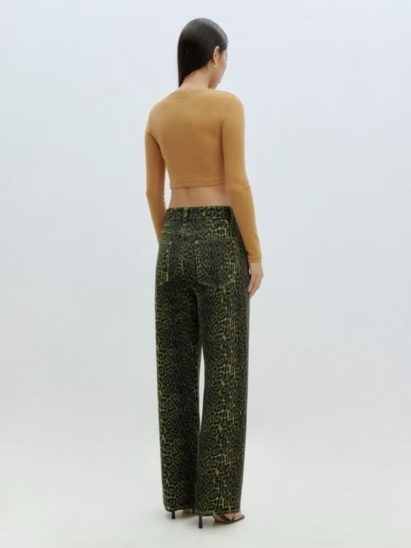 Leopard Print Straight Jeans