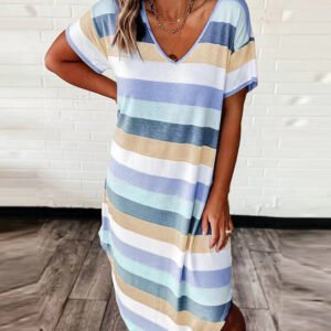 Striped Loose Midi Dress