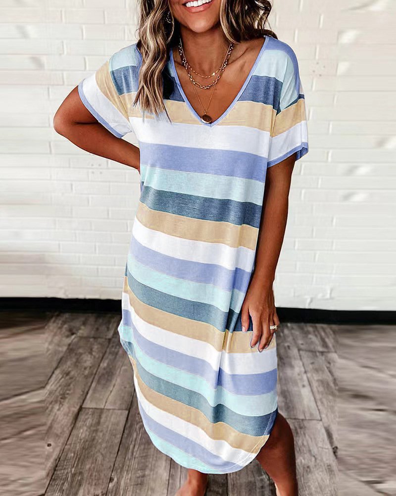 Striped Loose Midi Dress