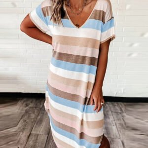 Striped Loose Midi Dress