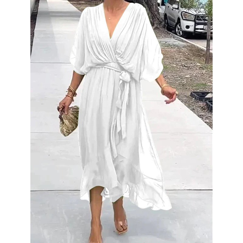 Belted Chiffon Maxi Dress