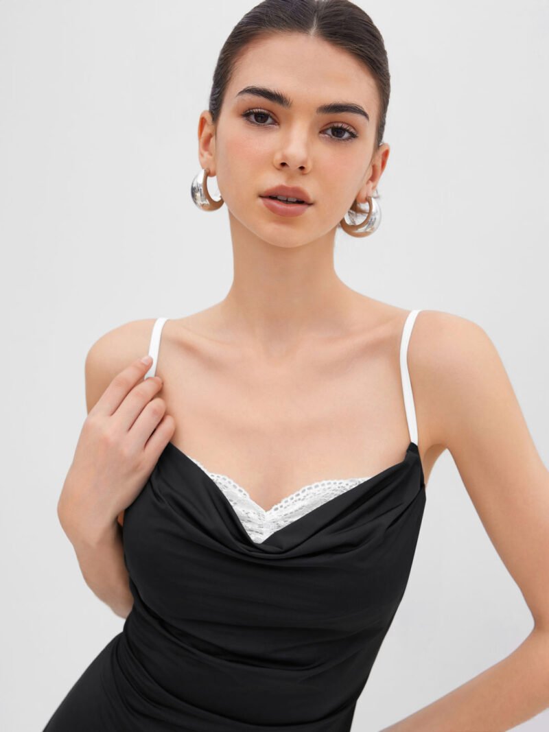 Color Block Cowl Neck Cami Dress