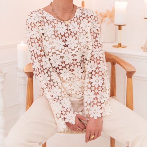 Floral Crochet Sweater Dress