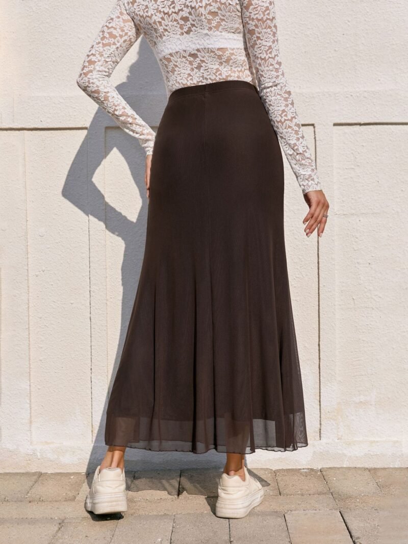 High Waist Mesh Pencil Skirt