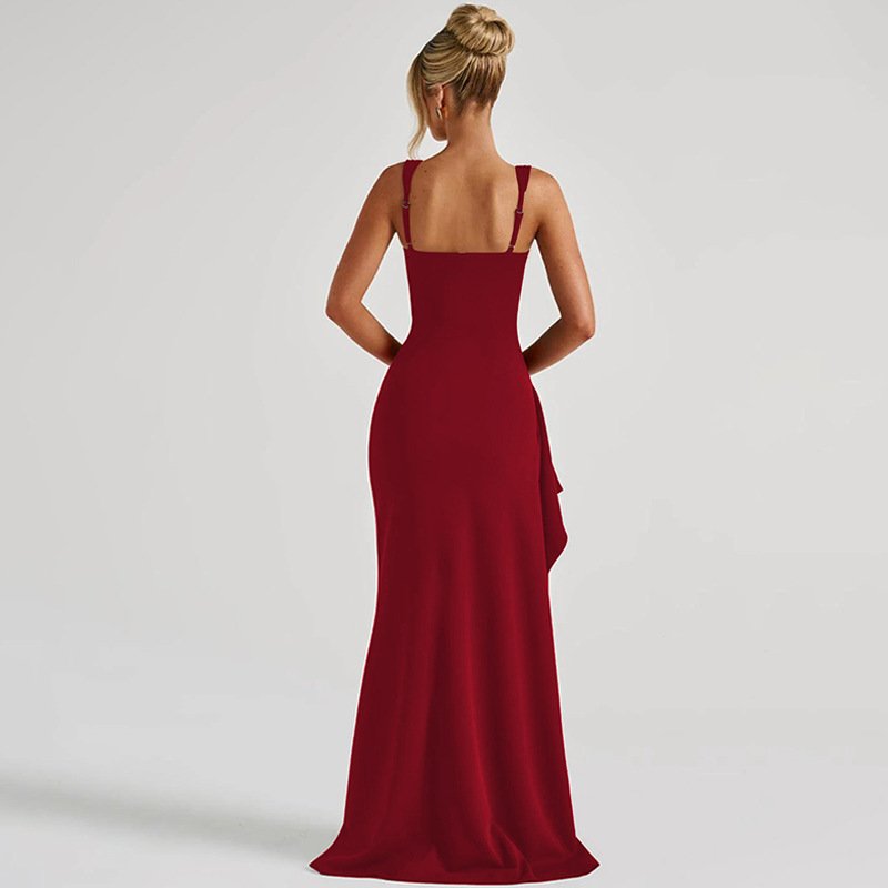 Asymmetric Ruffle Maxi Dress