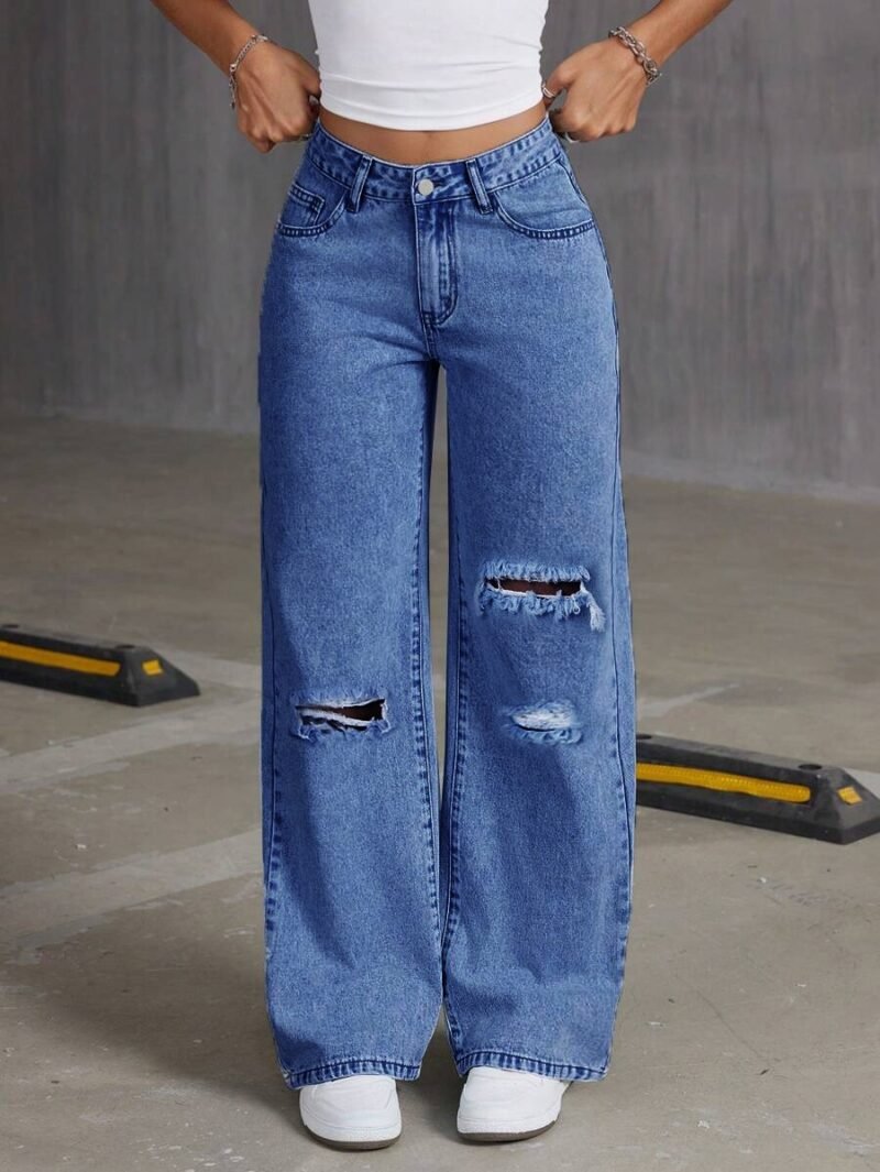 Ripped Wide Leg Jeans