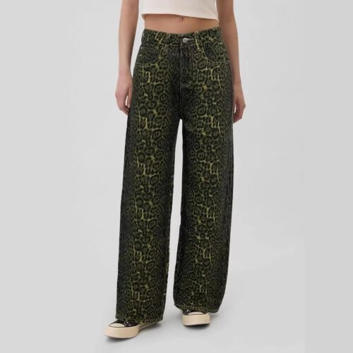 Leopard Print Straight Jeans