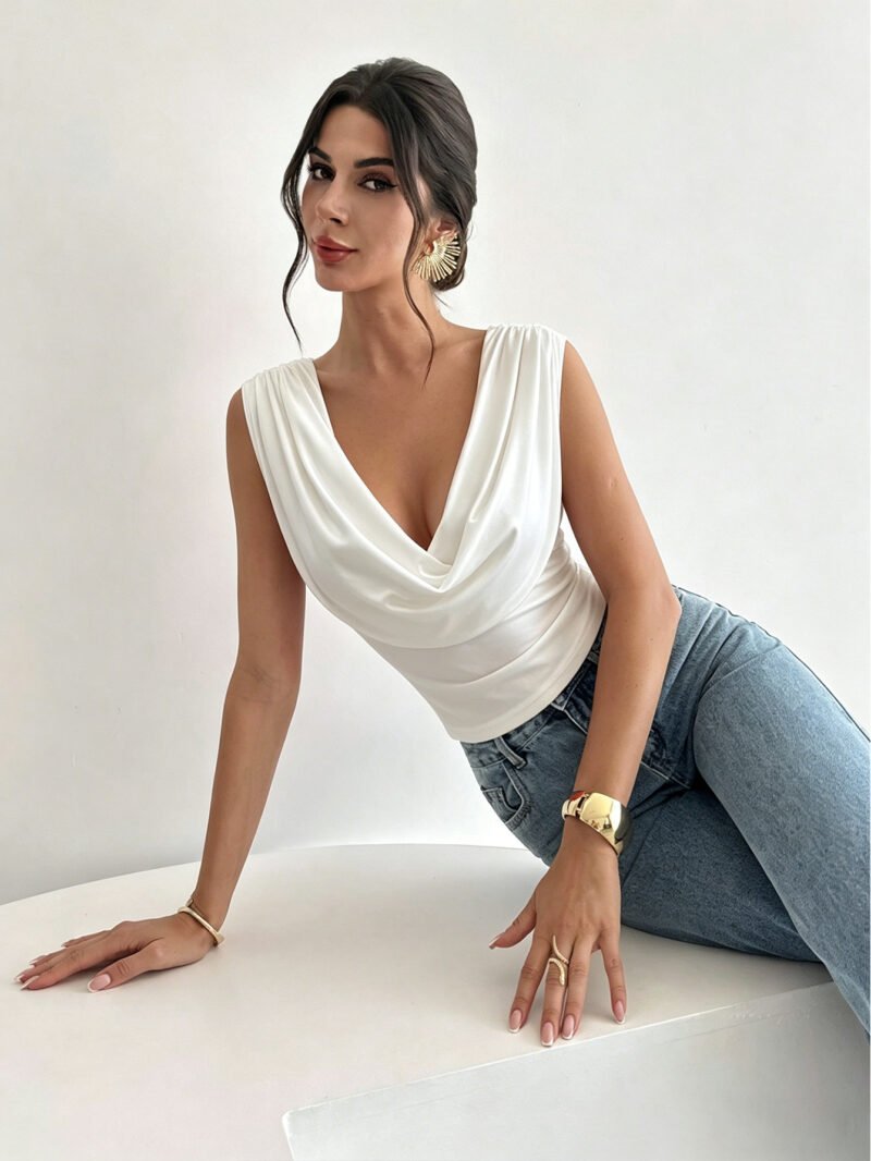 Ruched Cowl Neck Top