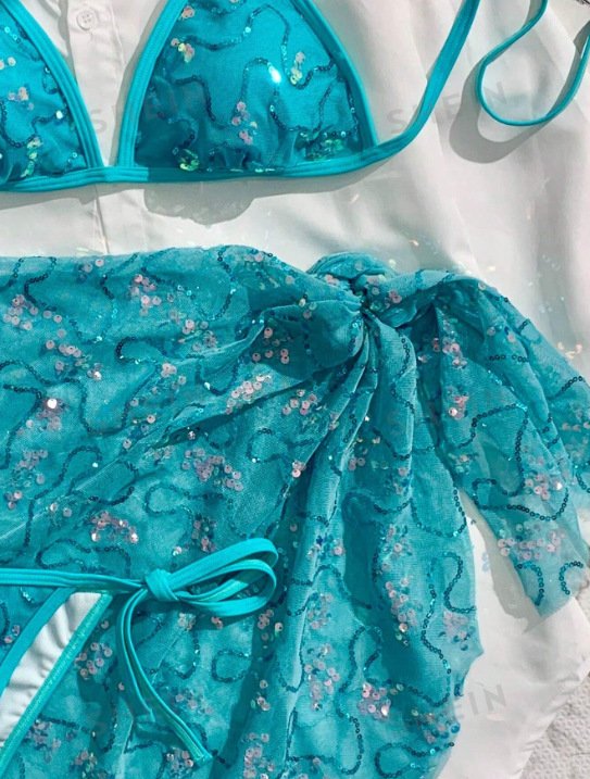 Sequined Halter Bikini Set