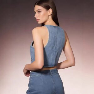 Slim Denim Button Vest