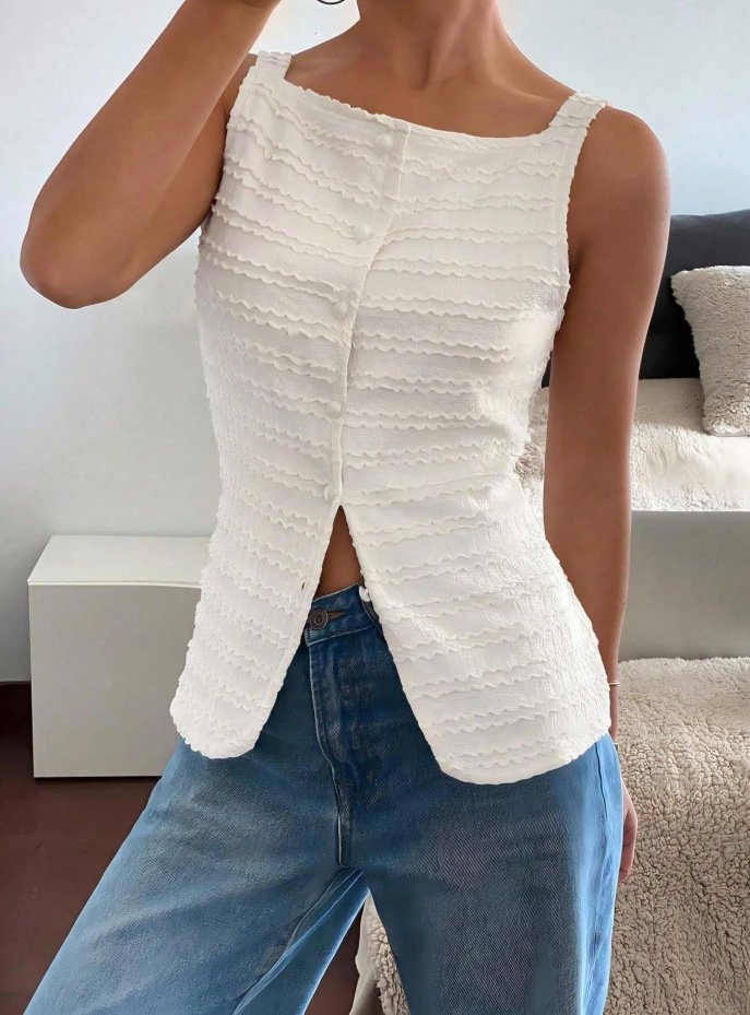 Single Breasted Sleeveless Vest