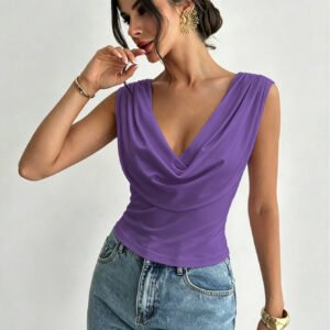 Ruched Cowl Neck Top
