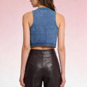 Slim Denim Button Vest