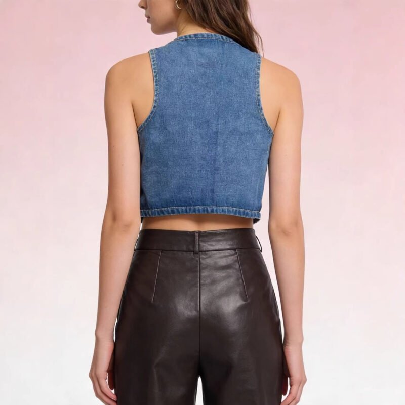 Slim Denim Button Vest