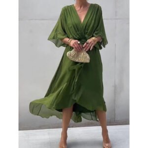 Belted Chiffon Maxi Dress