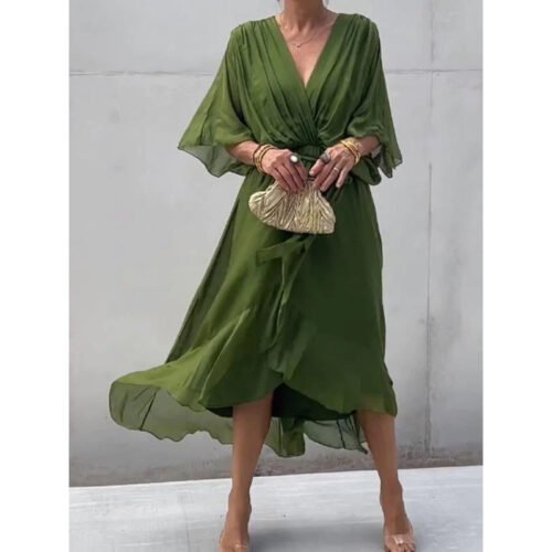 Belted Chiffon Maxi Dress