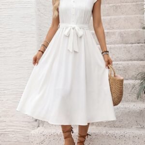 Belted Shirt Midi Dress